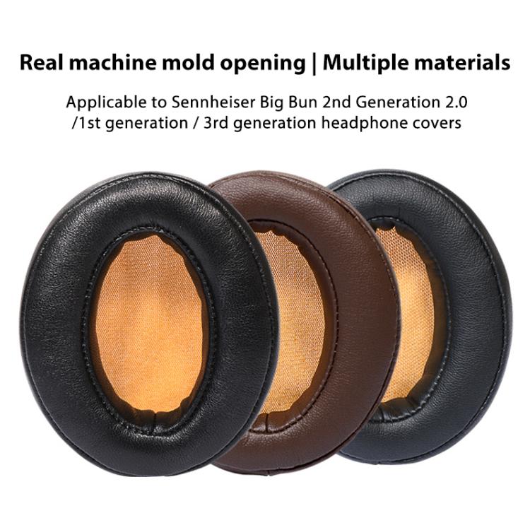 2pcs Insert Lambskin Replacement Earpads For Sennheiser MOMENTUM 2.0(Dark Brown) - Earmuff & Pad by buy2fix | Online Shopping UK | buy2fix