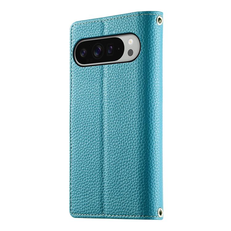 For Google Pixel 9 Pro XL / Pixel 10 Pro XL Stitching Multi-card Zipper Wallet Leather Phone Case with Short Strap(Blue) - Google Cases by buy2fix | Online Shopping UK | buy2fix