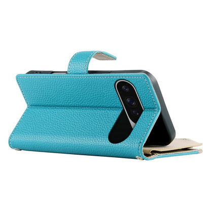 For Google Pixel 9 Pro XL / Pixel 10 Pro XL Stitching Multi-card Zipper Wallet Leather Phone Case with Short Strap(Blue) - Google Cases by buy2fix | Online Shopping UK | buy2fix