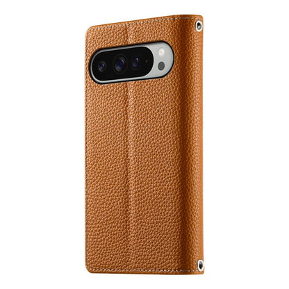 For Google Pixel 9 Pro XL / Pixel 10 Pro XL Stitching Multi-card Zipper Wallet Leather Phone Case with Short Strap(Brown) - Google Cases by buy2fix | Online Shopping UK | buy2fix