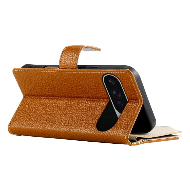 For Google Pixel 9 Pro XL / Pixel 10 Pro XL Stitching Multi-card Zipper Wallet Leather Phone Case with Short Strap(Brown) - Google Cases by buy2fix | Online Shopping UK | buy2fix