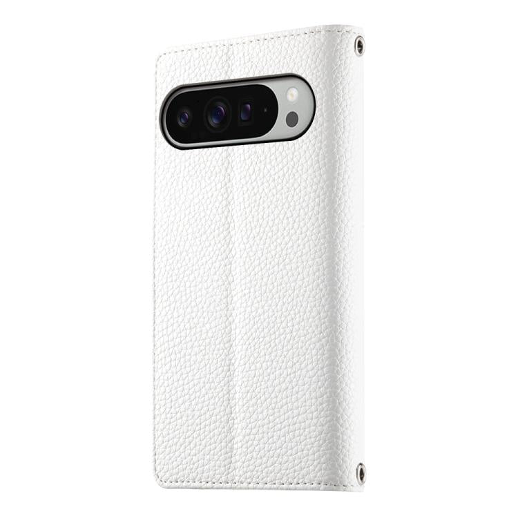 For Google Pixel 9 Pro XL / Pixel 10 Pro XL Stitching Multi-card Zipper Wallet Leather Phone Case with Short Strap(White) - Google Cases by buy2fix | Online Shopping UK | buy2fix