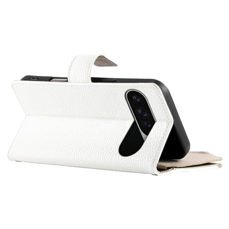 For Google Pixel 9 Pro XL / Pixel 10 Pro XL Stitching Multi-card Zipper Wallet Leather Phone Case with Short Strap(White) - Google Cases by buy2fix | Online Shopping UK | buy2fix