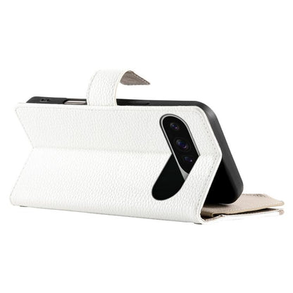 For Google Pixel 9 Pro XL / Pixel 10 Pro XL Stitching Multi-card Zipper Wallet Leather Phone Case with Short Strap(White) - Google Cases by buy2fix | Online Shopping UK | buy2fix