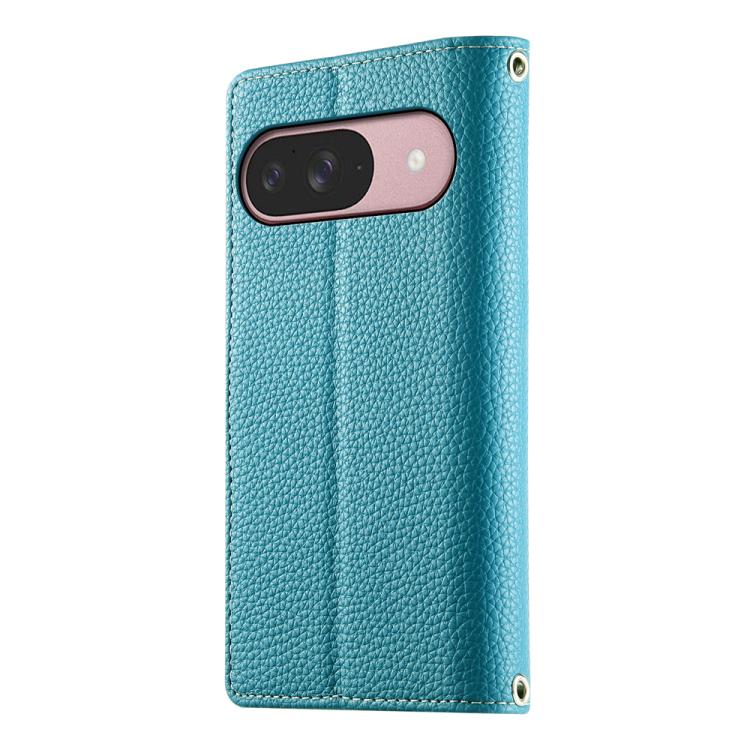 For Google Pixel 9 / 9 Pro / 10 / 10 Pro Stitching Multi-card Zipper Wallet Leather Phone Case with Short Strap(Blue) - Google Cases by buy2fix | Online Shopping UK | buy2fix