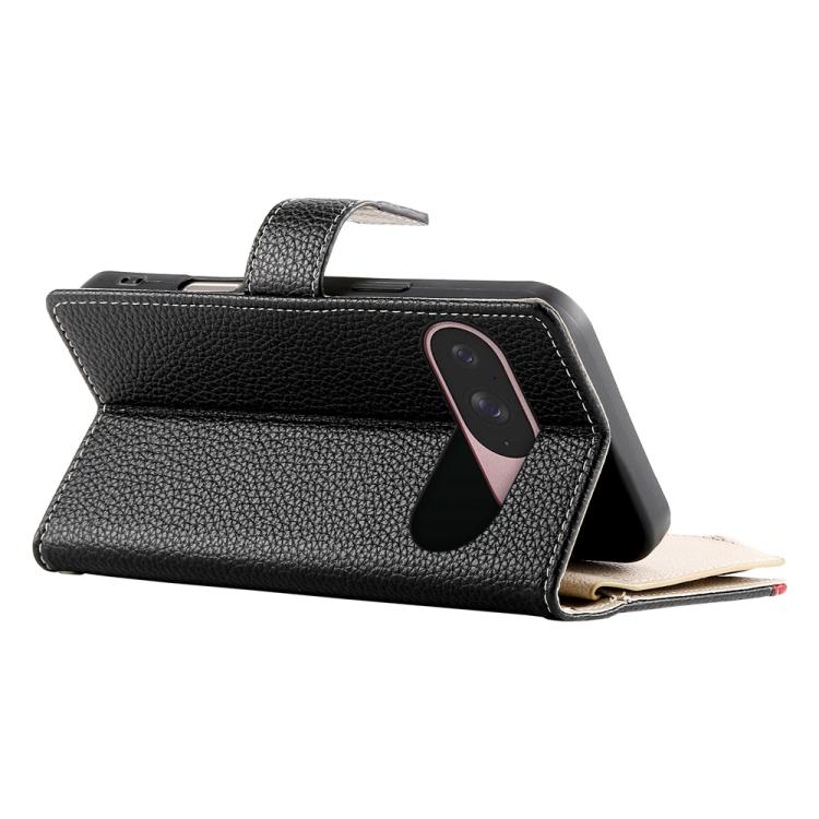 For Google Pixel 9 / 9 Pro / 10 / 10 Pro Stitching Multi-card Zipper Wallet Leather Phone Case with Short Strap(Black) - Google Cases by buy2fix | Online Shopping UK | buy2fix