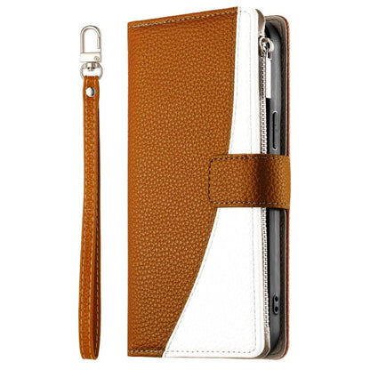 For Google Pixel 9 / 9 Pro / 10 / 10 Pro Stitching Multi-card Zipper Wallet Leather Phone Case with Short Strap(Brown) - Google Cases by buy2fix | Online Shopping UK | buy2fix