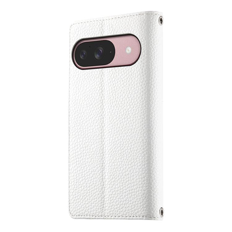For Google Pixel 9 / 9 Pro / 10 / 10 Pro Stitching Multi-card Zipper Wallet Leather Phone Case with Short Strap(White) - Google Cases by buy2fix | Online Shopping UK | buy2fix