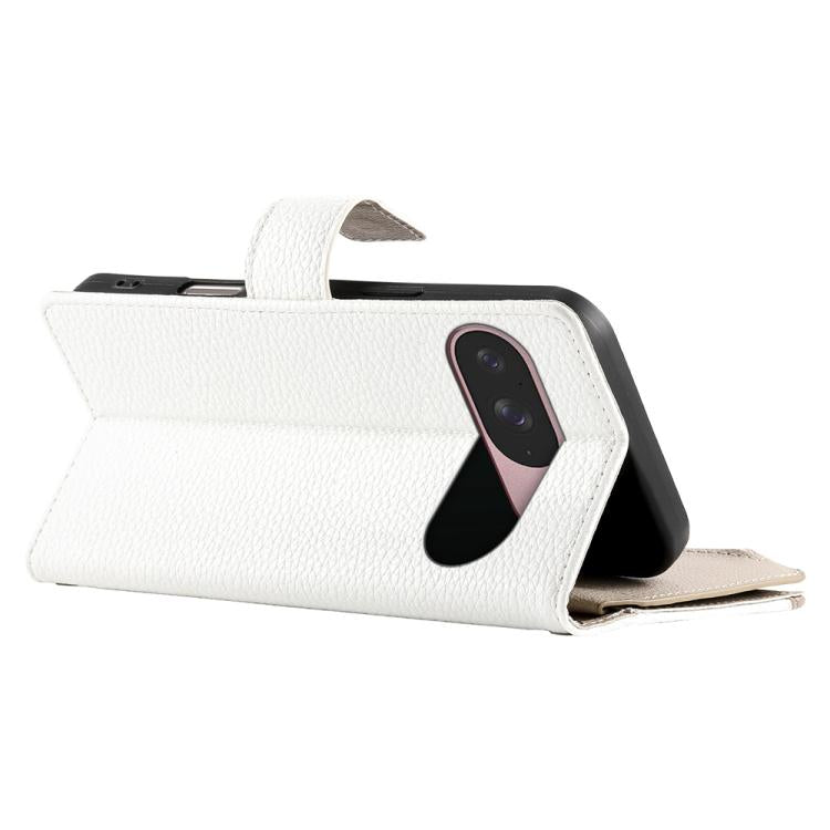 For Google Pixel 9 / 9 Pro / 10 / 10 Pro Stitching Multi-card Zipper Wallet Leather Phone Case with Short Strap(White) - Google Cases by buy2fix | Online Shopping UK | buy2fix