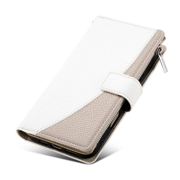 For Google Pixel 9 / 9 Pro / 10 / 10 Pro Stitching Multi-card Zipper Wallet Leather Phone Case with Short Strap(White) - Google Cases by buy2fix | Online Shopping UK | buy2fix