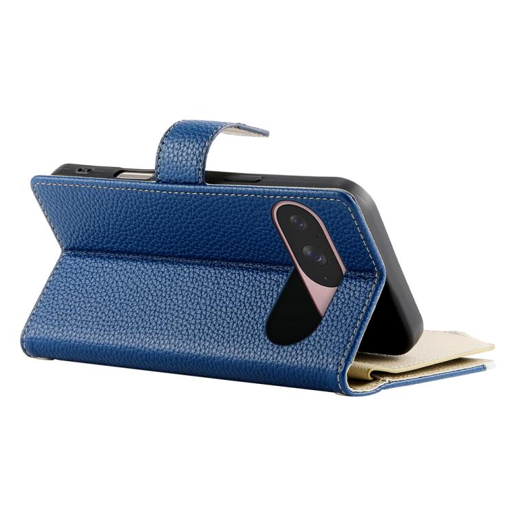 For Google Pixel 9 / 9 Pro / 10 / 10 Pro Stitching Multi-card Zipper Wallet Leather Phone Case with Short Strap(Dark Blue) - Google Cases by buy2fix | Online Shopping UK | buy2fix