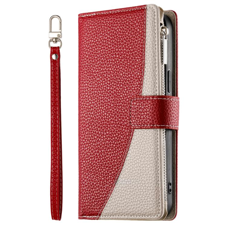 For Google Pixel 9 / 9 Pro / 10 / 10 Pro Stitching Multi-card Zipper Wallet Leather Phone Case with Short Strap(Red) - Google Cases by buy2fix | Online Shopping UK | buy2fix