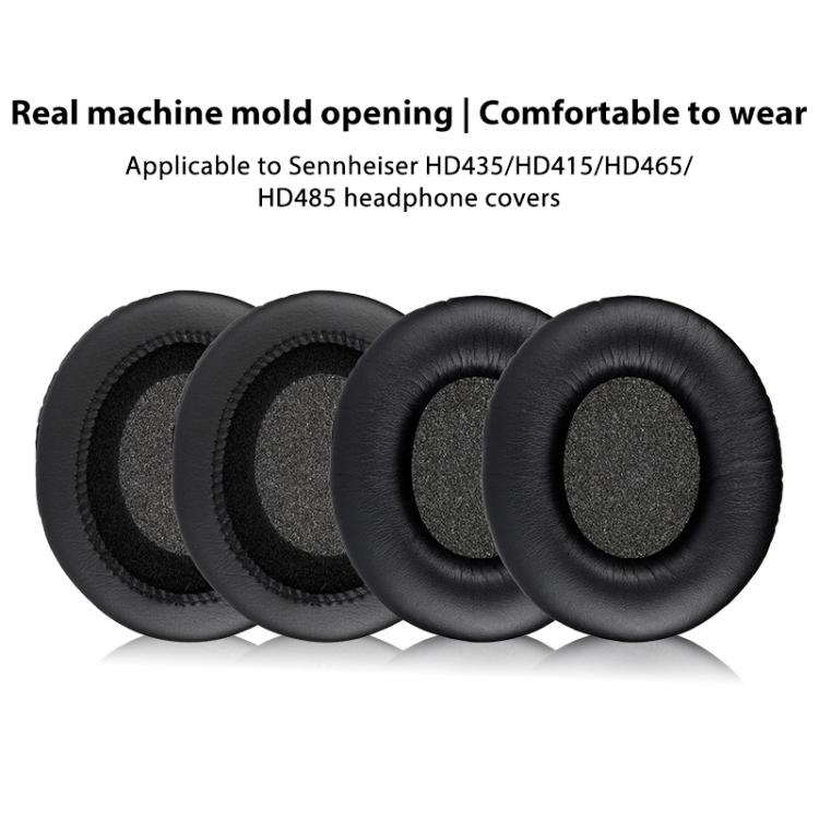 2pcs Insert Protein Leather Replacement Earpads For Sennheiser HD435 / HD415 / HD465 / HD485(Black) - Earmuff & Pad by buy2fix | Online Shopping UK | buy2fix