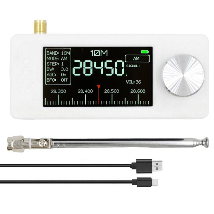 SI4732 1.9 inch IPS Display Portable Radio 0.5-108 MHz LSB USB AM FM Pocket Mini Radio, Type:Telescopic Antenna + USB(White) - Car Modification by buy2fix | Online Shopping UK | buy2fix