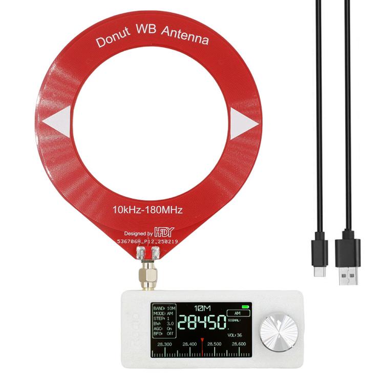 SI4732 1.9 inch IPS Display Portable Radio 0.5-108 MHz LSB USB AM FM Pocket Mini Radio, Type:Red Round Antenna + USB(White) - Car Modification by buy2fix | Online Shopping UK | buy2fix