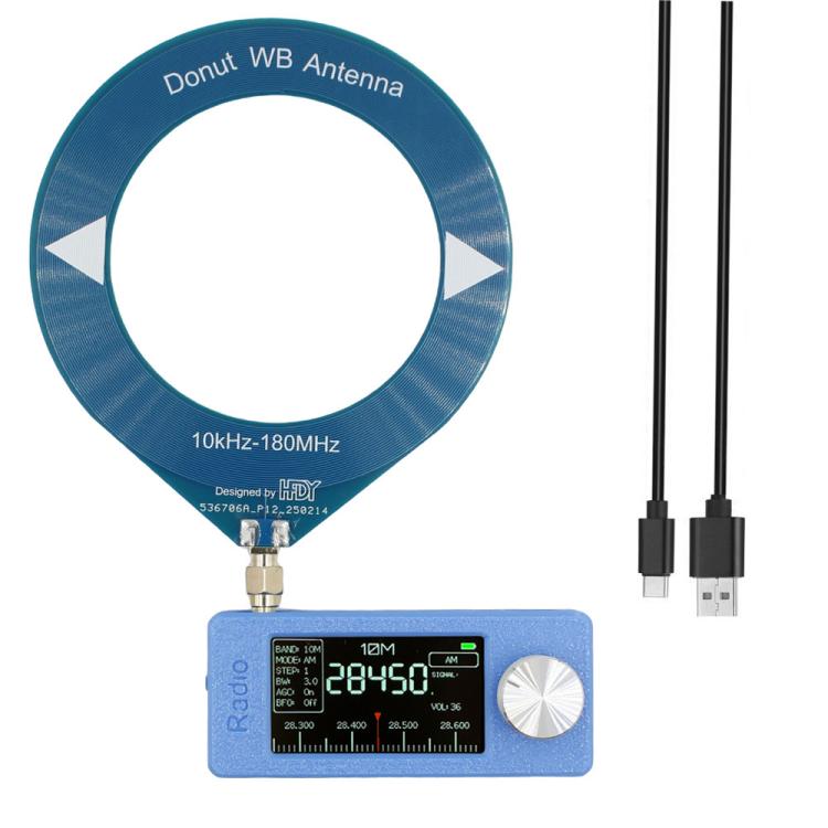 SI4732 1.9 inch IPS Display Portable Radio 0.5-108 MHz LSB USB AM FM Pocket Mini Radio, Type:Blue Round Antenna + USB(Blue) - Car Modification by buy2fix | Online Shopping UK | buy2fix