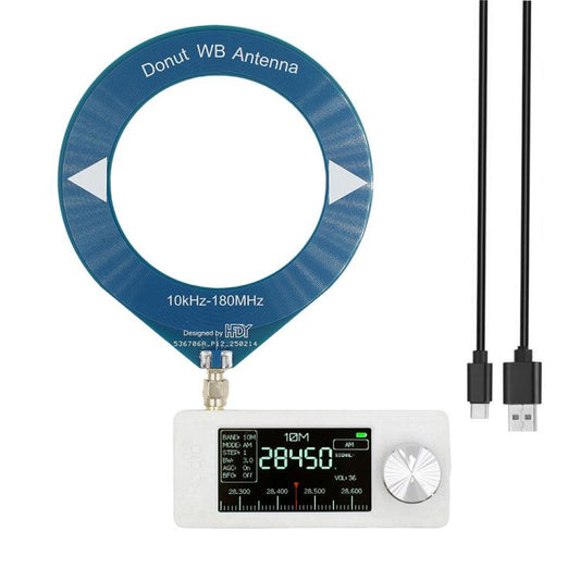 SI4732 1.9 inch IPS Display Portable Radio 0.5-108 MHz LSB USB AM FM Pocket Mini Radio, Type:Blue Round Antenna + USB(White) - Car Modification by buy2fix | Online Shopping UK | buy2fix