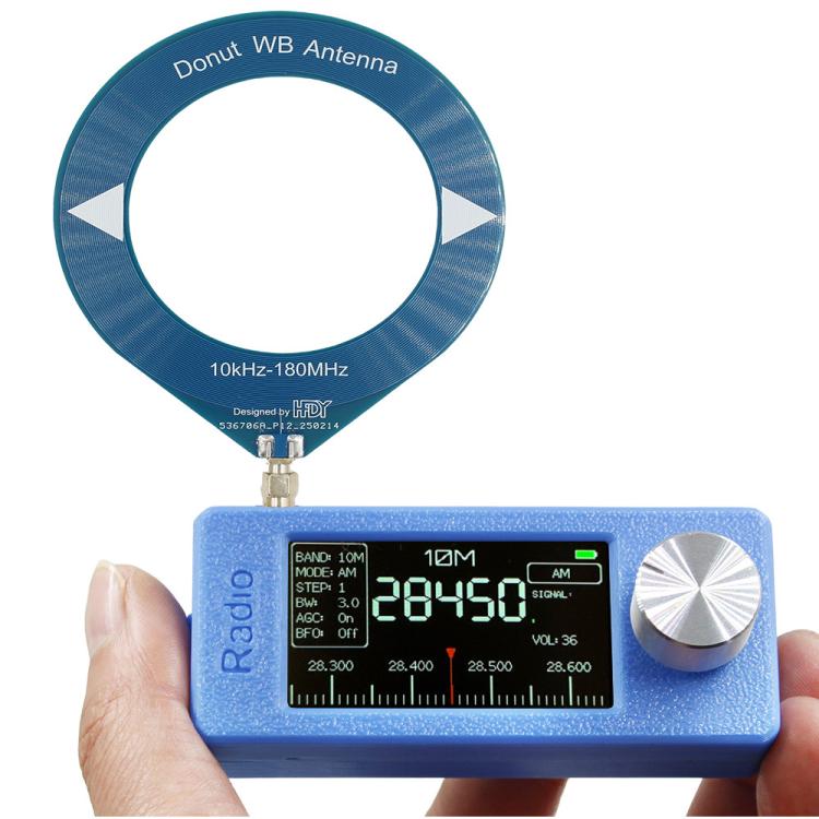 SI4732 1.9 inch IPS Display Portable Radio 0.5-108 MHz LSB USB AM FM Pocket Mini Radio, Type:Blue Round Antenna + USB(Black) - Car Modification by buy2fix | Online Shopping UK | buy2fix