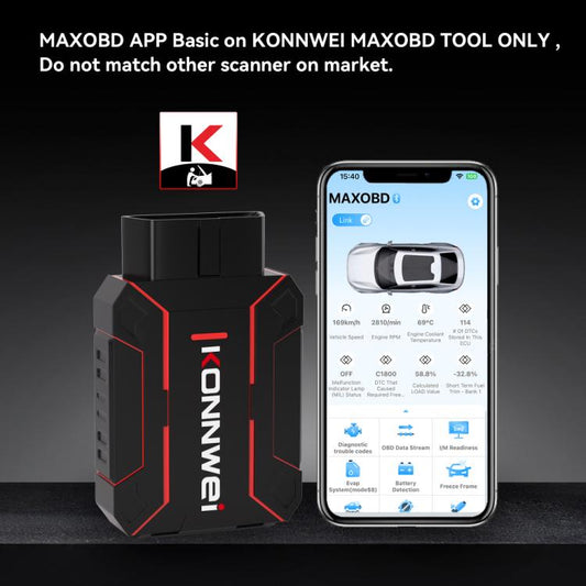 KONNWEI MAXOBD Full Car System Scanner OBD2 Diagnostic Tool Code Read(Black) - Code Readers & Scan Tools by KONNWEI | Online Shopping UK | buy2fix