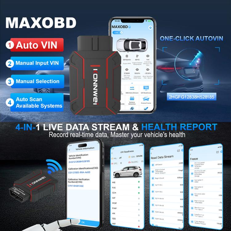 KONNWEI MAXOBD Full Car System Scanner OBD2 Diagnostic Tool Code Read(Black) - Code Readers & Scan Tools by KONNWEI | Online Shopping UK | buy2fix