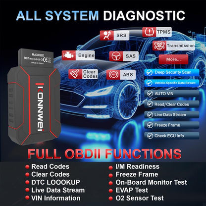 KONNWEI MAXOBD Full Car System Scanner OBD2 Diagnostic Tool Code Read(Black) - Code Readers & Scan Tools by KONNWEI | Online Shopping UK | buy2fix