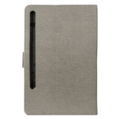 For Samsung Galaxy Tab S8 / Galaxy Tab S7 T870 / T875 Butterfly Flower Embossing Pattern Horizontal Flip Leather Case with Holder & Card Slots & Wallet(Grey) by buy2fix