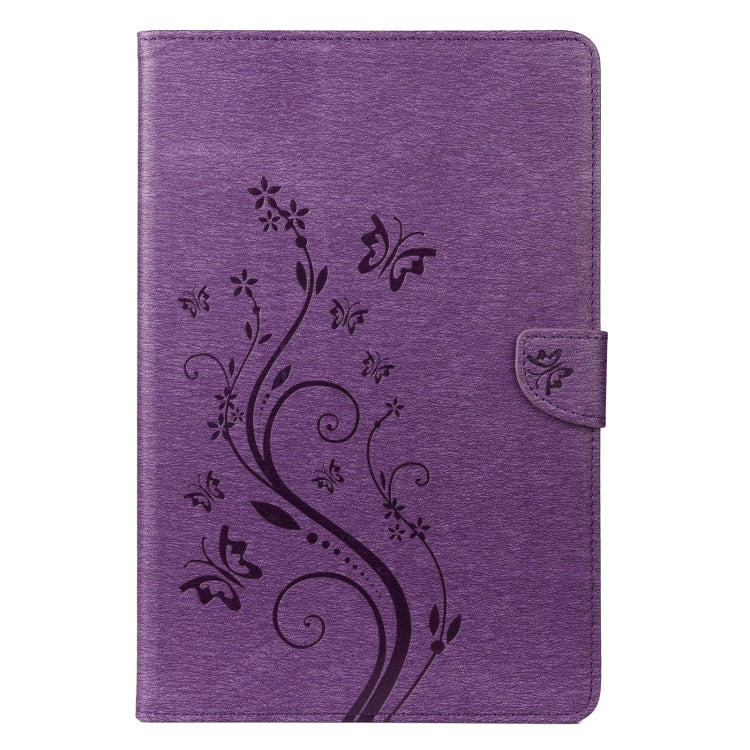 For Samsung Galaxy Tab S8 / Galaxy Tab S7 T870 / T875 Butterfly Flower Embossing Pattern Horizontal Flip Leather Case with Holder & Card Slots & Wallet(Purple) by buy2fix