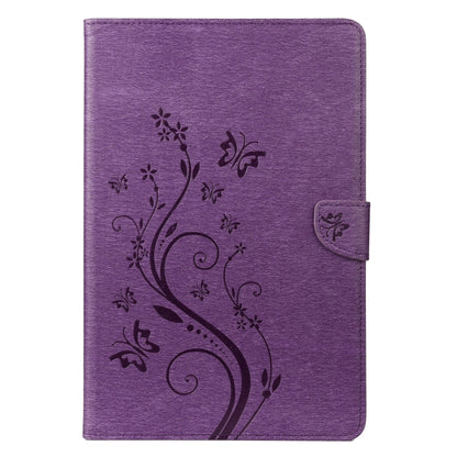 For Samsung Galaxy Tab S8 / Galaxy Tab S7 T870 / T875 Butterfly Flower Embossing Pattern Horizontal Flip Leather Case with Holder & Card Slots & Wallet(Purple) by buy2fix