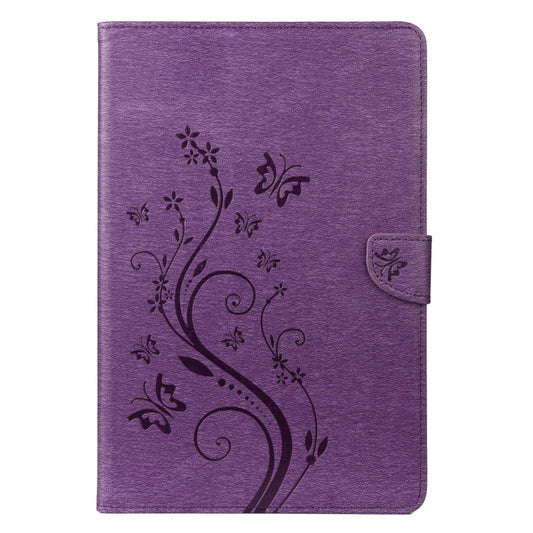 For Samsung Galaxy Tab S8 / Galaxy Tab S7 T870 / T875 Butterfly Flower Embossing Pattern Horizontal Flip Leather Case with Holder & Card Slots & Wallet(Purple) by buy2fix