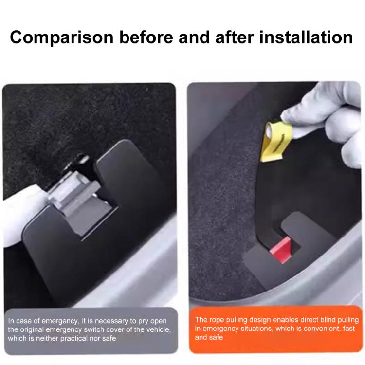 2pcs/Set For Tesla Model Y / 3 Car Rear Door Mechanical Switch Handle Extended Manual Door Release Safety Pull Rope(Black Yellow) - Door Handles by buy2fix | Online Shopping UK | buy2fix
