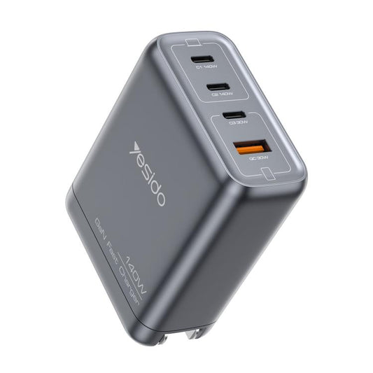 Yesido YC143 140W 4 Ports GaN Fast Charging Charger, 3 x USB-C / Type-C, 1 x USB-A(US Plug) - USB Charger by Yesido | Online Shopping UK | buy2fix