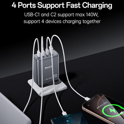 Yesido YC143 140W 4 Ports GaN Fast Charging Charger, 3 x USB-C / Type-C, 1 x USB-A(US Plug) - USB Charger by Yesido | Online Shopping UK | buy2fix
