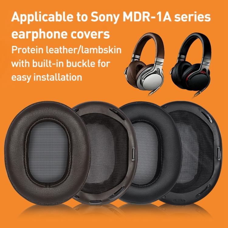 2pcs Lambskin Earphone Replacement Earpads Pads For Sony MDR-1Abt(Black) - Earmuff & Pad by buy2fix | Online Shopping UK | buy2fix