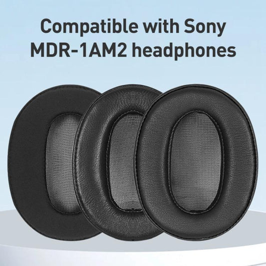 2pcs Lambskin Earphone Replacement Earpads Pads For Sony MDR-1AM2(Black) - Earmuff & Pad by buy2fix | Online Shopping UK | buy2fix