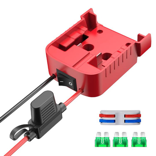 For Milwaukee 18V Lithium Battery DIY With Cable And Switch Adapter External Power Adapter Connector(Red)