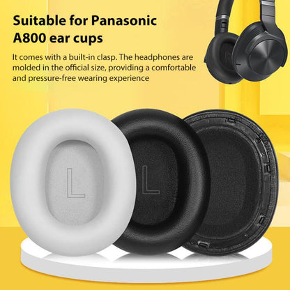 1 Pair Snap-on Protein Leather Replacement Earpads For Panasonic AH-A800(Black) - Earmuff & Pad by buy2fix | Online Shopping UK | buy2fix