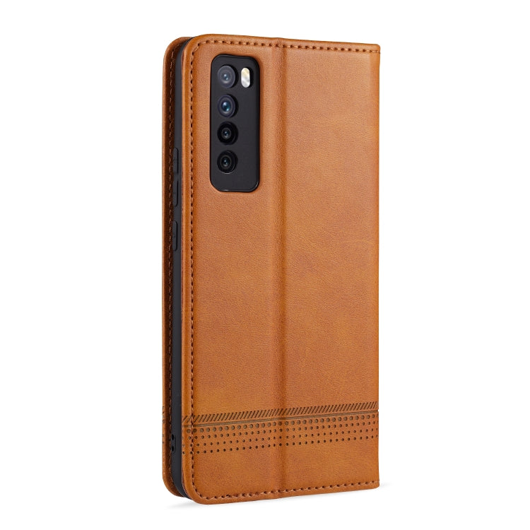 For Huawei Nova 7 AZNS Magnetic Calf Texture Horizontal Flip Leather Case with Card Slots & Holder & Wallet(Light Brown) - Huawei Cases by AZNS | Online Shopping UK | buy2fix