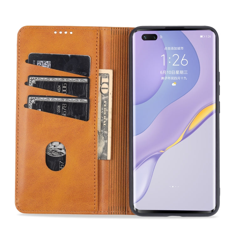 For Huawei Nova 7 AZNS Magnetic Calf Texture Horizontal Flip Leather Case with Card Slots & Holder & Wallet(Light Brown) - Huawei Cases by AZNS | Online Shopping UK | buy2fix