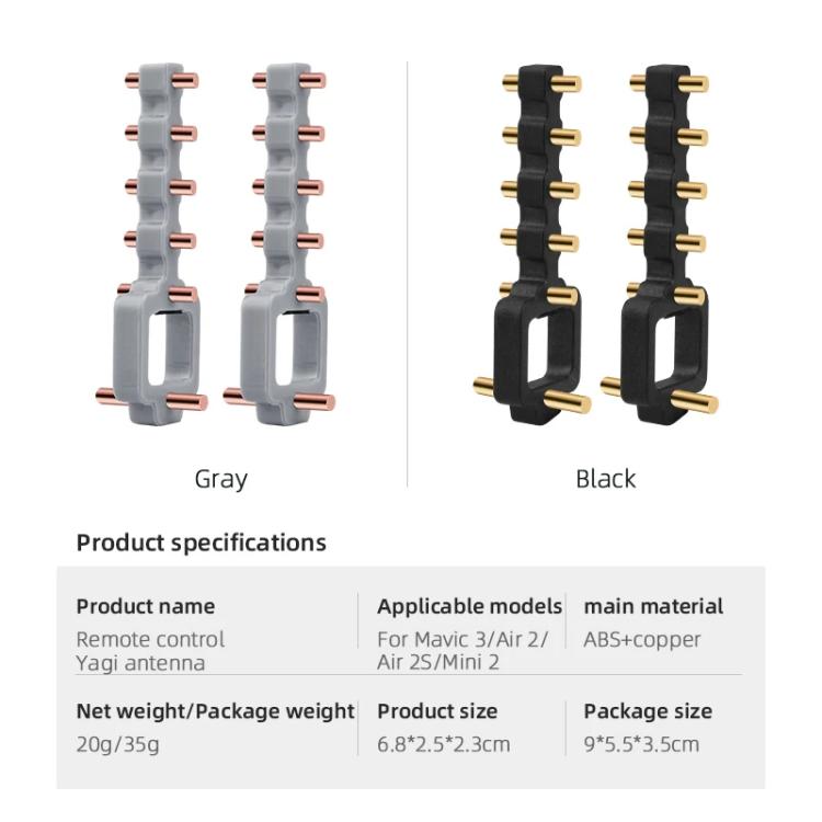 For DJI Mavic 3 / Air 2 / Air 2S / Mini 2 BRDRC Remote Controller Copper Yagi-Uda Antenna Signal Enhancer(Grey) - Others by BRDRC | Online Shopping UK | buy2fix