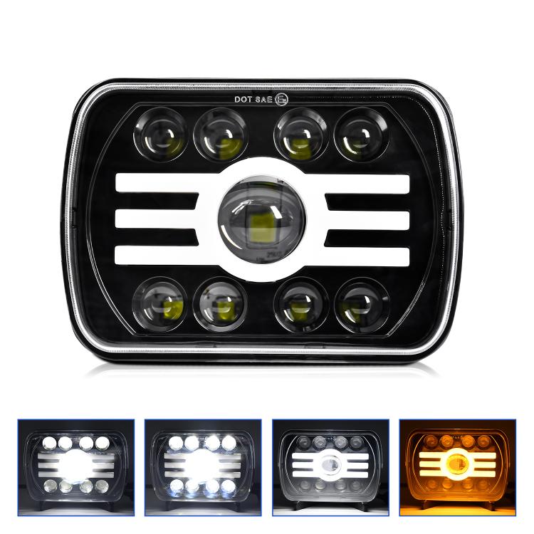 Y19 H4 7 inch Car Sun Style Square Modified Headlight for Jeep Wrangler(Black) - LED Headlamps by buy2fix | Online Shopping UK | buy2fix