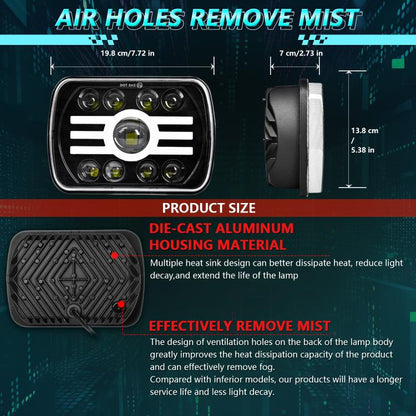 Y19 H4 7 inch Car Sun Style Square Modified Headlight for Jeep Wrangler(Black) - LED Headlamps by buy2fix | Online Shopping UK | buy2fix