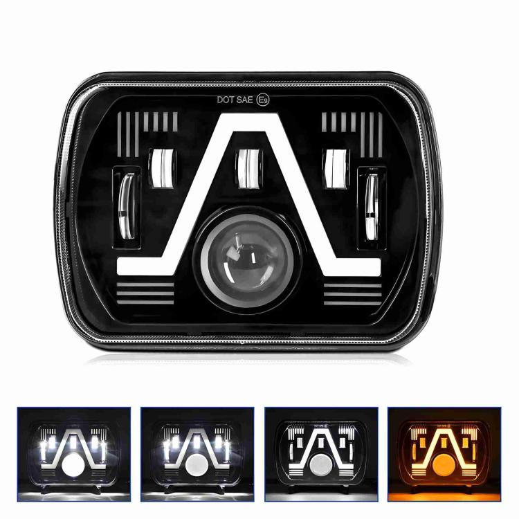 Y24 H4 7 inch Car V-style Square Modified Headlight for Jeep Wrangler(Black) - LED Headlamps by buy2fix | Online Shopping UK | buy2fix