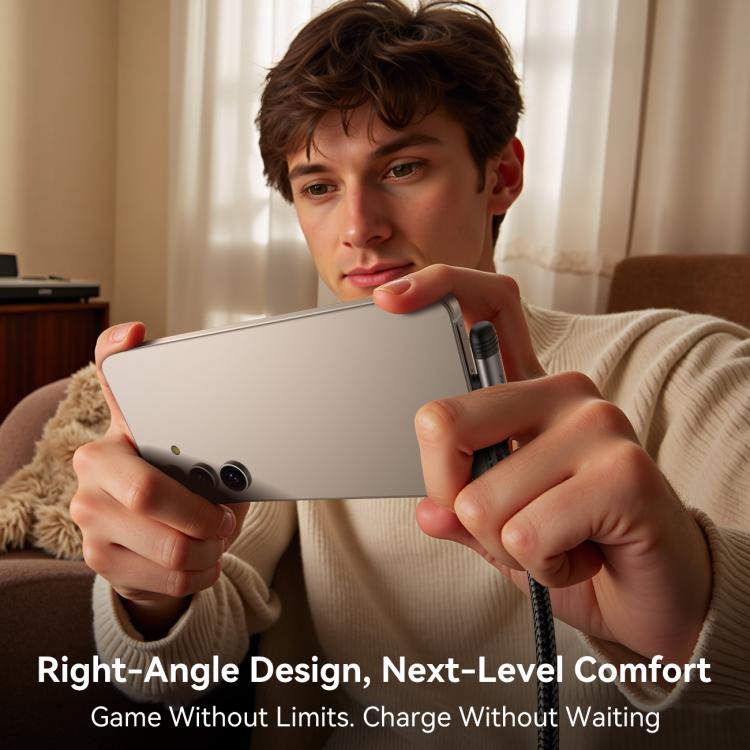 JOYROOM S-A56 EnjoyX Series 60W Type-C to Type-C 90 Degree Fast Charging Data Cable, Length:1.2m(Black) - USB-C & Type-C Cable by JOYROOM | Online Shopping UK | buy2fix