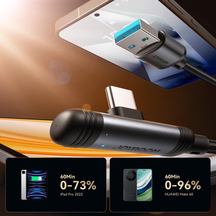 JOYROOM S-A56 EnjoyX Series 3A USB to Type-C 90 Degree Fast Charging Data Cable, Length:1.2m(Black) - USB-C & Type-C Cable by JOYROOM | Online Shopping UK | buy2fix