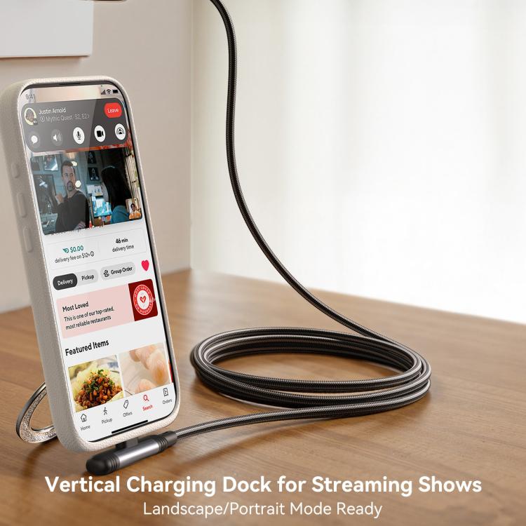 JOYROOM S-A56 EnjoyX Series 3A USB to Type-C 90 Degree Fast Charging Data Cable, Length:1.2m(Black) - USB-C & Type-C Cable by JOYROOM | Online Shopping UK | buy2fix