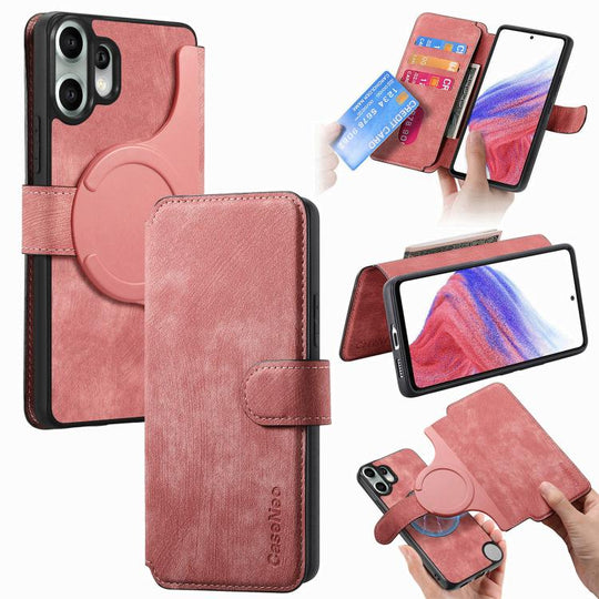 For Nothing CMF Phone 2 Pro CaseNeo MagSafe RFID Anti-theft Retro Leather Phone Case(Pink)