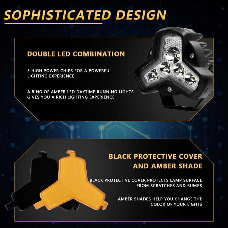 2pcs/Pack Car 80W High-power Matrix Triangle Cannon Work Light with Cable Set(Black) - Work Lights by buy2fix | Online Shopping UK | buy2fix