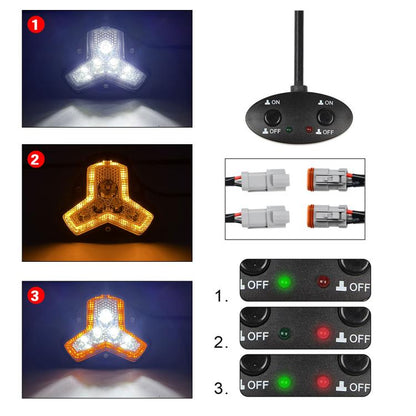 2pcs/Pack Car 80W High-power Matrix Triangle Cannon Work Light with Cable Set(Black) - Work Lights by buy2fix | Online Shopping UK | buy2fix