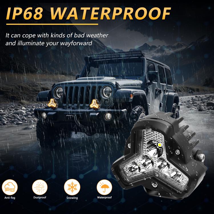 2pcs/Pack Car 80W High-power Matrix Triangle Cannon Work Light with Cable Set(Black) - Work Lights by buy2fix | Online Shopping UK | buy2fix