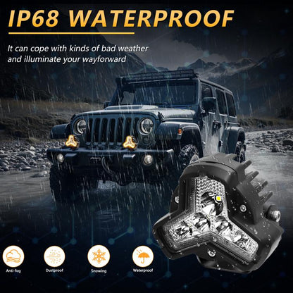 2pcs/Pack Car 80W High-power Matrix Triangle Cannon Work Light with Cable Set(Black) - Work Lights by buy2fix | Online Shopping UK | buy2fix